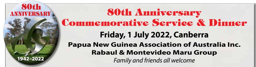 80th Anniversary Commemorative Service & Dinner in Canberra