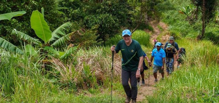 Australian Prime Minister Anthony Albanese coming into Isurava Village