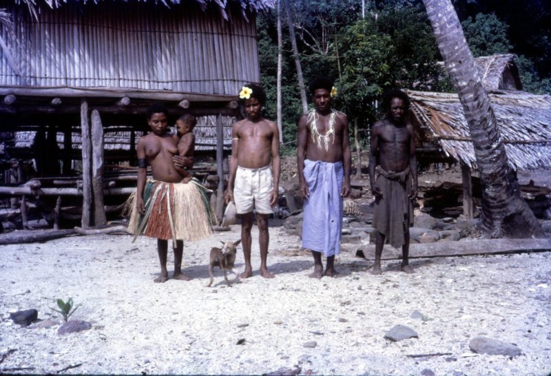 On the beach - a group of Islanders