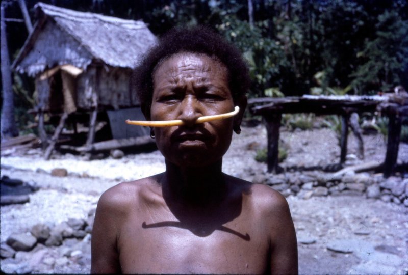 Woman from Nuagasi village, Nabwageta Island - the nose decoration is not a bone but a ground part of a clamshell
